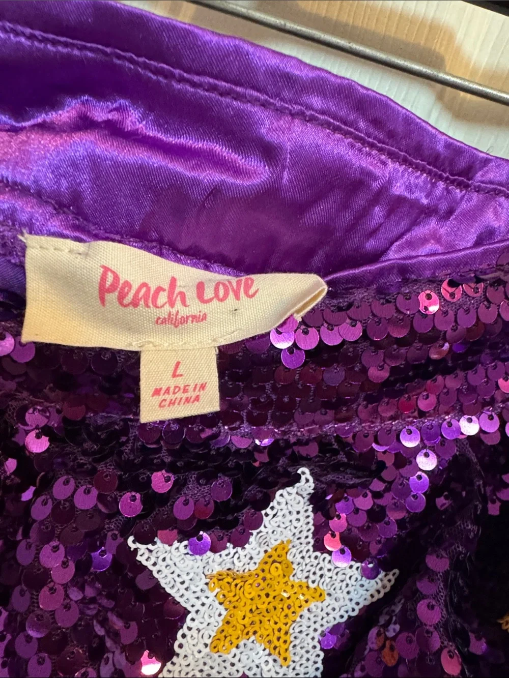 Peach Love California Purple Sequin Star Skater Skirt